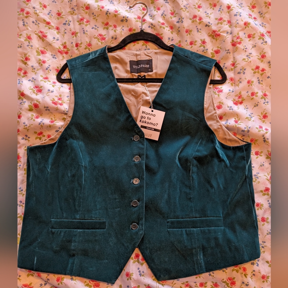 Wildfang - Empower Velvet Vest - Sea Moss XXL